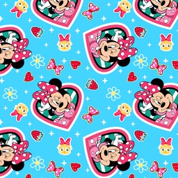 [DMI1007] BRUSH ESTAMPADO MINNIE 7 CORAZONES FONDO TURQUESA