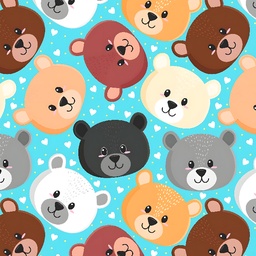 [AOS1001] BRUSH ESTAMPADO OSITO CARAS FONDO CELESTE