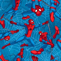 [VSP1017] BRUSH ESTAMPADO SPIDER MAN FONDO AZUL CON TELARAÑAS