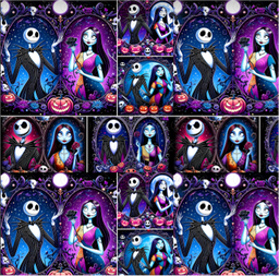 [HJK1006] BRUSH ESTAMPADO JACK SKELLINGTON & SALI FONDO AZUL & MORADO