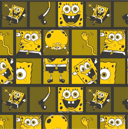 [VBE1003] BRUSH ESTAMPADO BOB ESPONJA CUADRADOS MOSTAZA