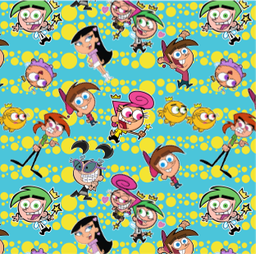 [VFG1000] BRUSH ESTAMPADO PADRINOS MAGICOS FONDO TURQUESA