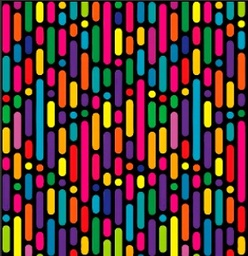 [LAB1006] BRUSH ESTAMPADO LINEAS & PUNTOS DE COLORES FONDO NEGRO