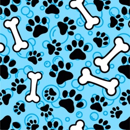 [APE1012] BRUSH ESTAMPADO HUELLAS & HUESITOS FONDO CELESTE