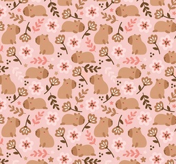 [ACB1010] BRUSH ESTAMPADO CAPIBARA FLOR CAFE