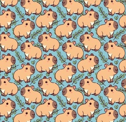 [ACB1013] BRUSH ESTAMPADO CAPIBARA FONDO CELESTE