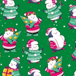 [NPG1000] BRUSH ESTAMPADO PINGUINOS NAVIDAD