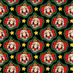 [HWN1008] BRUSH ESTAMPADO PAYASO CALAVERA Y ESTRELLAS