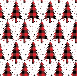 [NAC1000] BRUSH ESTAMPADO NAVIDAD ARBOLES CON CUADROS ROJOS