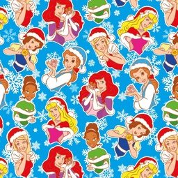 [NPS1001] BRUSH ESTAMPADO NAVIDAD PRINCESAS FONDO CELESTE