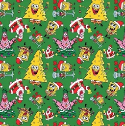 [NBO1003] BRUSH ESTAMPADO NAVIDEÑO BOB ESPONJA FONDO VERDE