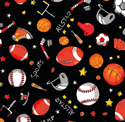 [VDE1000] BRUSH ESTAMPADO DEPORTES FONDO NEGRO CON ESTRELLAS