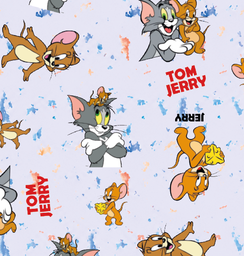 [VTJ1001] BRUSH ESTAMPADO TOM & JERRY FONDO CON MANCHAS AZULES Y ROJAS
