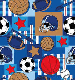 [VDE1001] BRUSH ESTAMPADO DEPORTES FONDO AZUL CON CUADROS