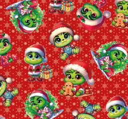 [NGR1029] BRUSH ESTAMPADO GRINCH BEBÉ FONDO ROJO