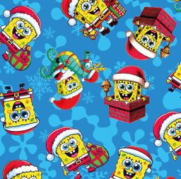 [NBO1005] BRUSH ESTAMPADO NAVIDEÑO BOB ESPONJA FONDO AZUL